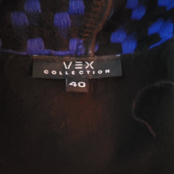 Vex Collection Black and Blue Checkered Belted Cardigan M - Picture 7 of 7